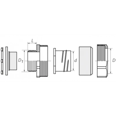 КВТ Муфта вводная ВМУ 15 для металлорукава усиленная 61392 KVT КВТ Муфта вводная ВМУ 15 для металлорукава усиленная 61392 KVT