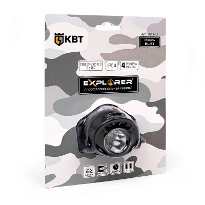 КВТ Фонарик налобный "Explorer" HL-57 82073 KVT КВТ Фонарик налобный "Explorer" HL-57 82073 KVT